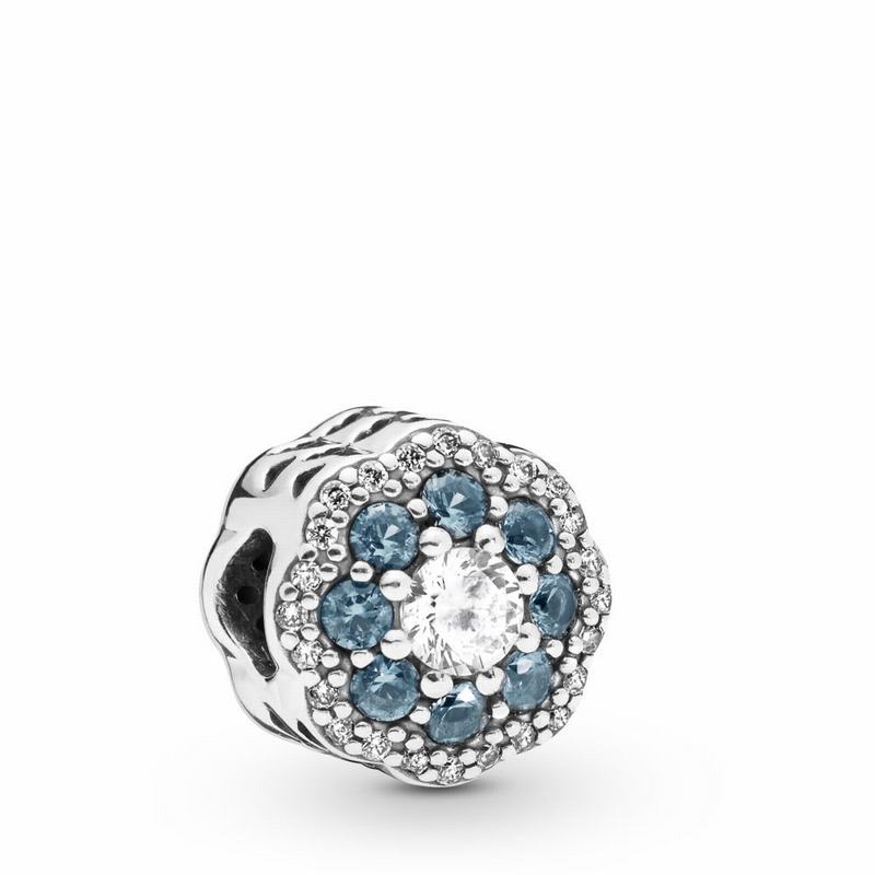 Pandora Australia Blue Sparkle Flower Charm - Sterling Silver | DGTMRA625